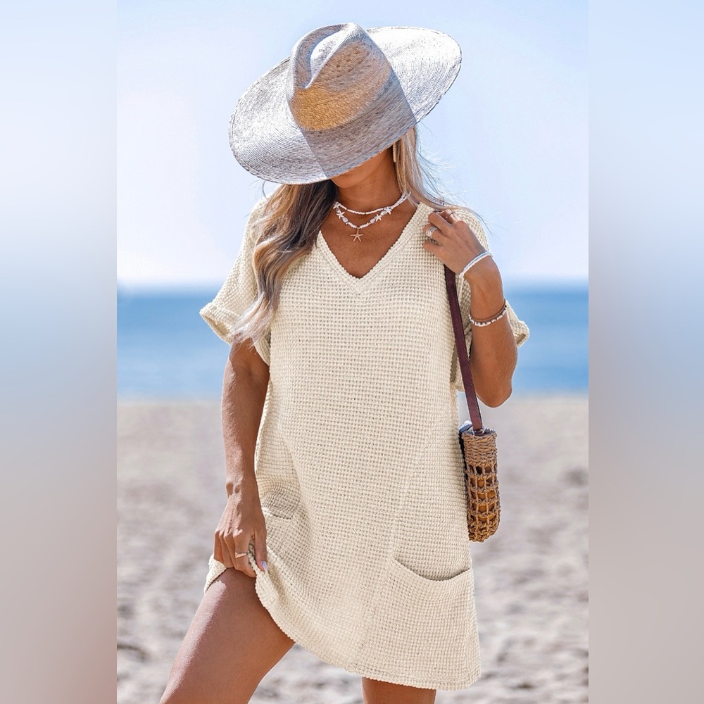 CUPSHE Dreamy Tides Beige Cover-up Mini Dress